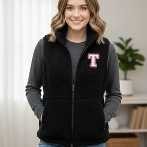 Antigua Black Fleece Vest with Red Logo